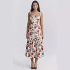 Damen Maxikleid mit floralem Print und voluminösem Rock R&B
