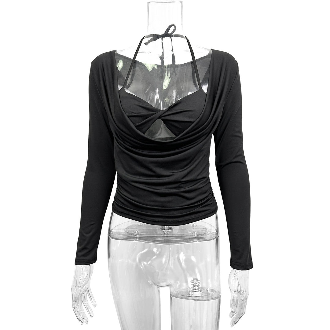 Damen figurbetontes Oberteil mit Raffungen und schulterfreiem Design R&B