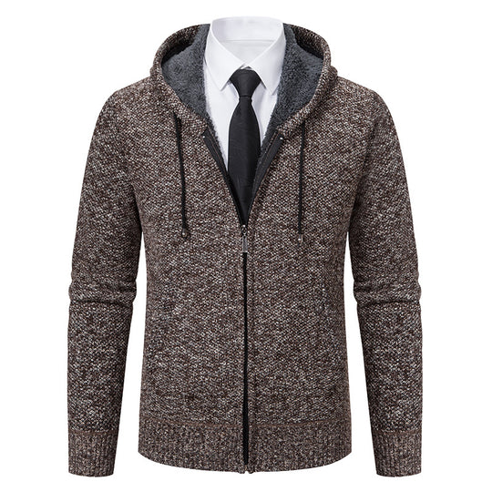 Herren modische Strickjacke mit Kapuze und elegantem Reißverschluss Heidi-Mode