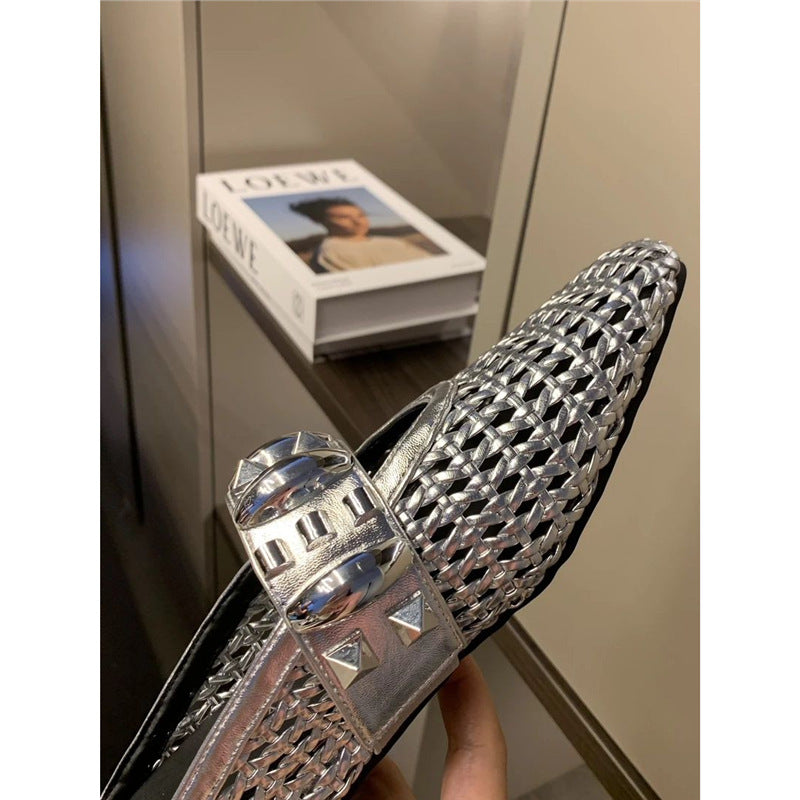 Damen modische Mules mit dekorativem Riemen R&B
