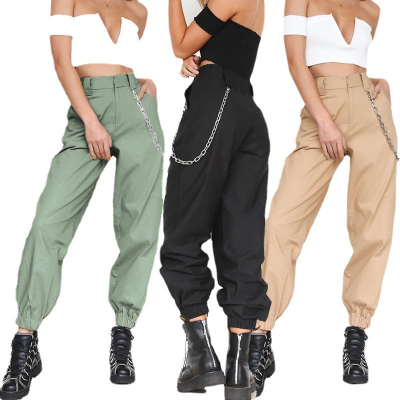 Damen Baggy-Hose mit Kettendetails und komfortablem Bund R&B