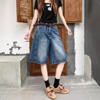 Damen weite Denim-Shorts im modernen Design mit praktischen Taschen R&B