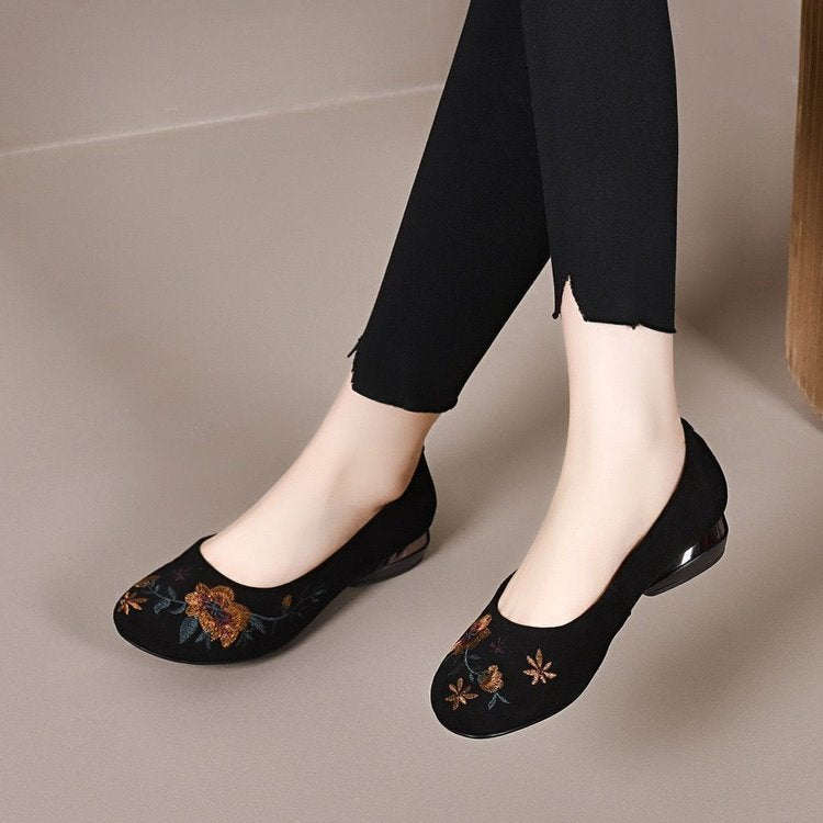 Damen Elegante Ballerinas mit floralem Stickdesign und weichem Futter R&B
