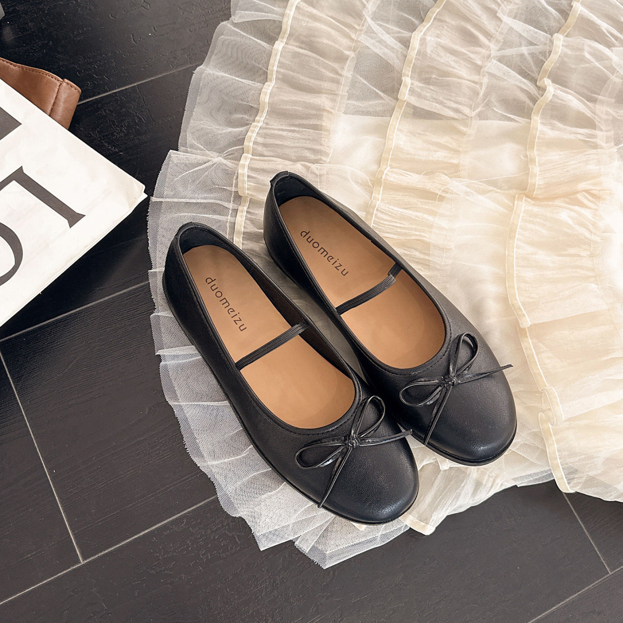 Damen Ballerina mit zierlicher Schleifenverzierung und bequemem Fußbett R&B