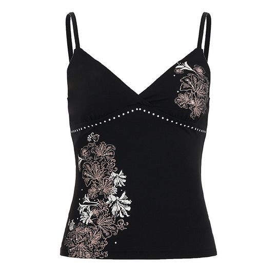 Damen Spaghetti-Trägertop mit floralem Druck und edlen Details R&B