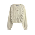 Damen Strickjacke mit filigranen Häkelakzenten und Knopfleiste R&B