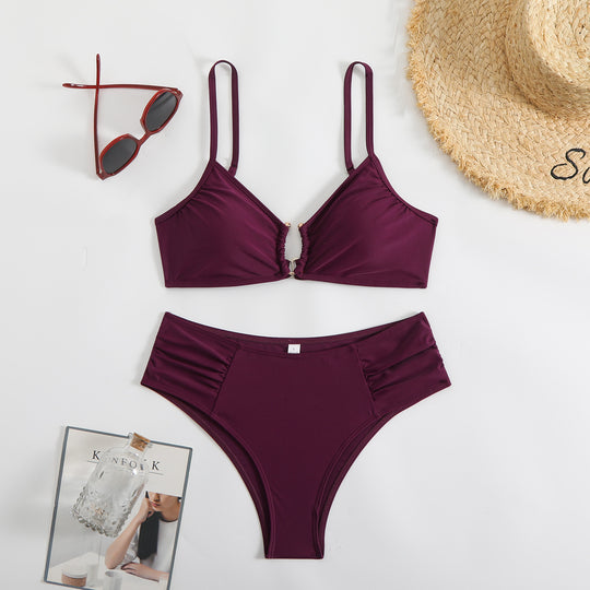 Damen modischer Triangel-Bikini mit seitlichen Raffungen R&B