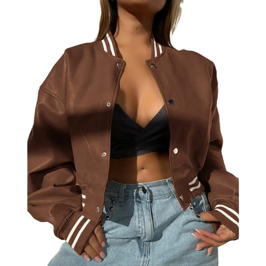 Damen Sportliche cropped Bomberjacke im Vintage-Stil R&B