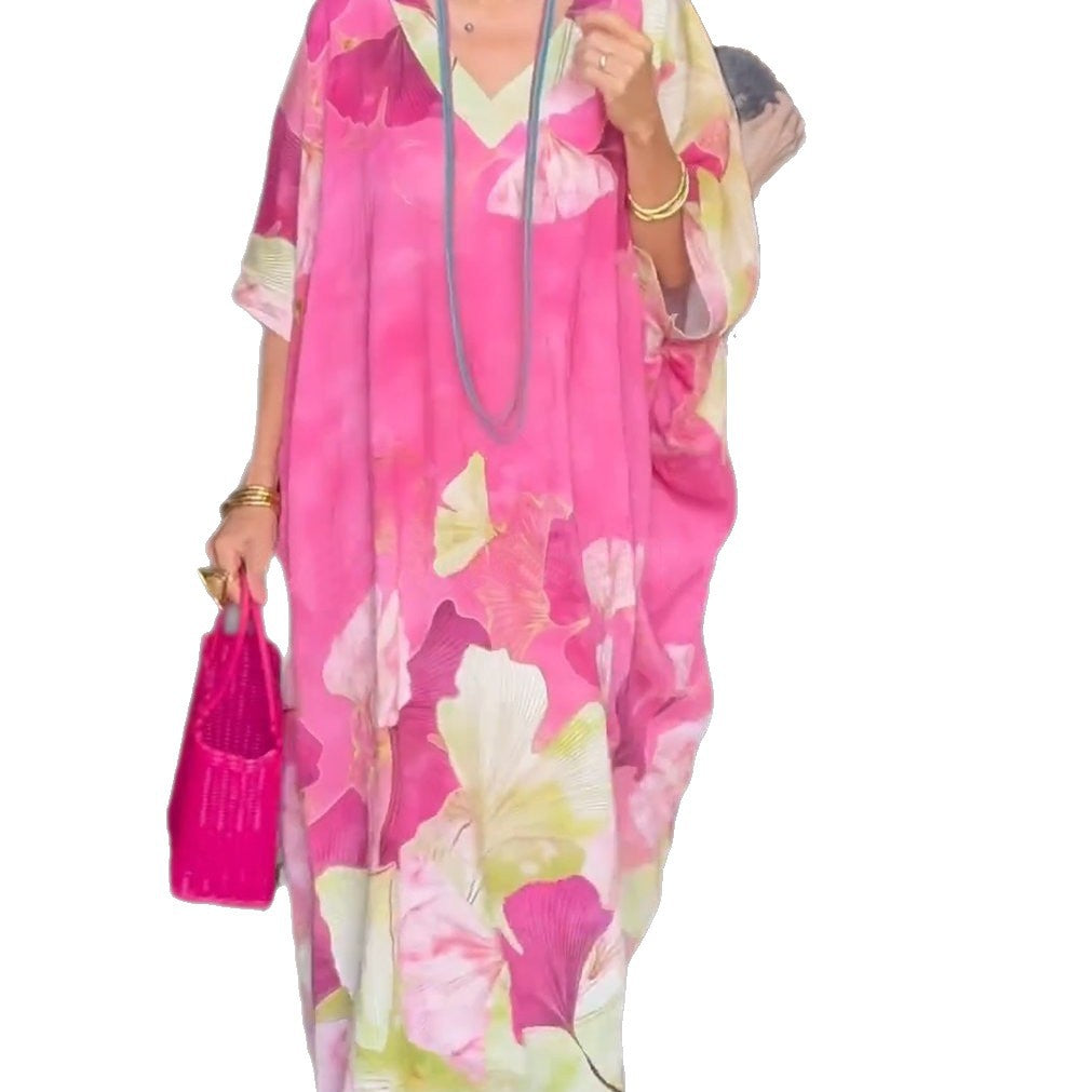 Damen Kaftan mit floralem Design und V-Ausschnitt R&B
