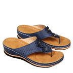 Damen Bequeme Zehensandalen mit dekorativen Blumenapplikationen R&B