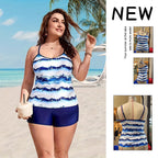 Damen Tankini mit dekorativem Wellenmuster