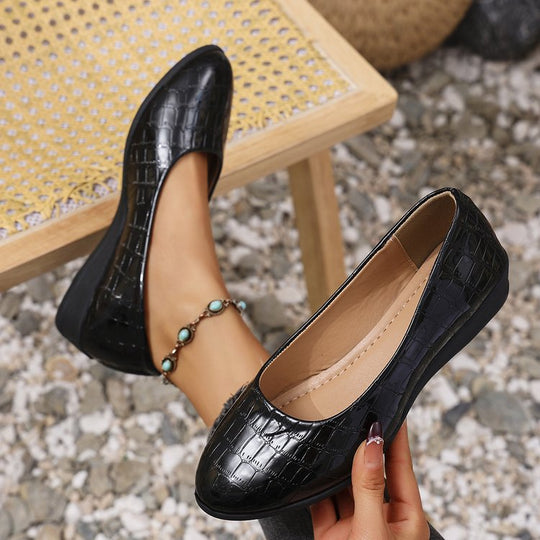 Damen Komfortable Wedge-Pantoletten mit elegantem Krokodilleder-Design R&B