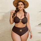 Damen High-Waist Bikini-Set mit eleganter Sternen-Applikation R&B