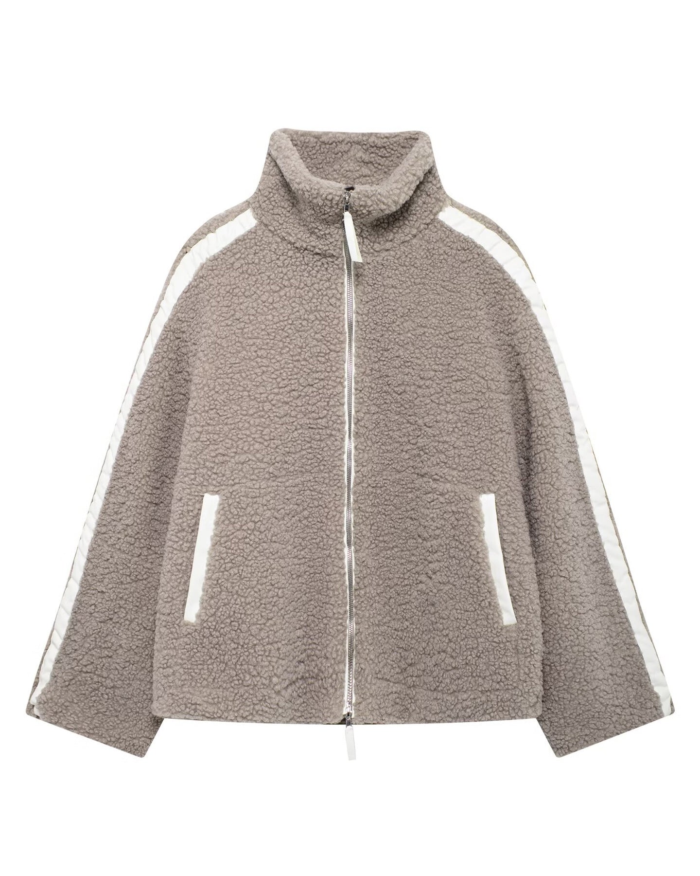 R&B | Stehkragen Doppel End Reißverschluss Fleece Strickjackejacke