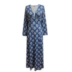 Damen Maxikleid mit tiefem V-Ausschnitt und floralen Motiven R&B