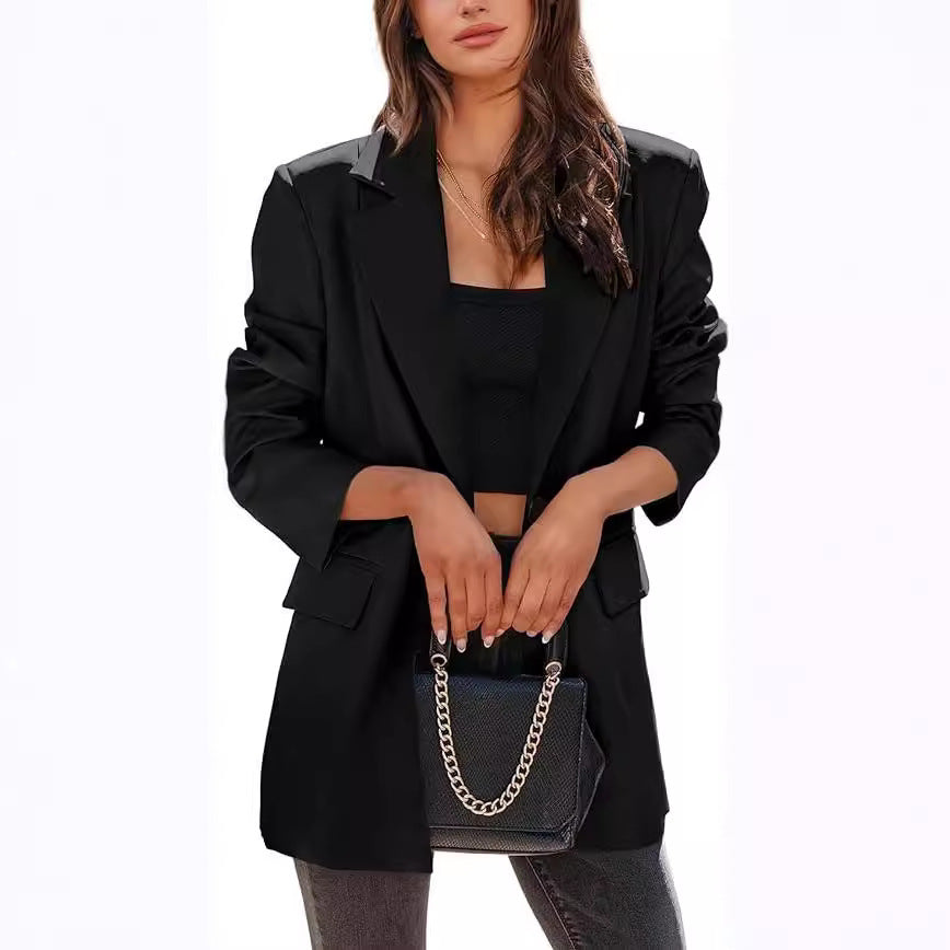 Damen oversized Blazerjacke mit eleganter Silhouette und großzügigen Taschen R&B
