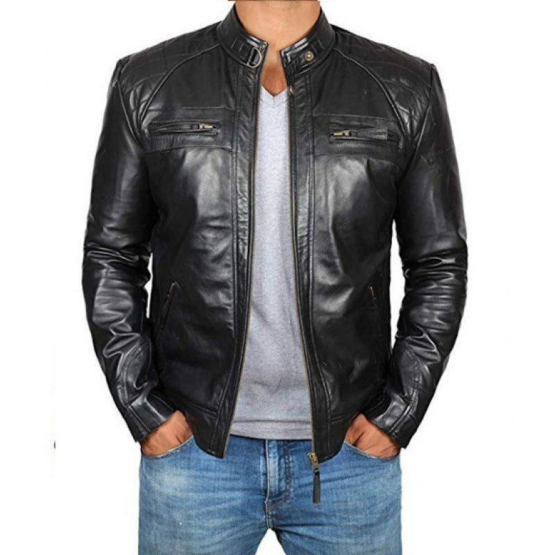 Herren Bikerjacke mit funktionalen Taschen und einzigartiger Steppung R&B