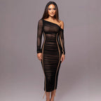 Damen Elegantes One-Shoulder Kleid mit Rüschen
