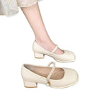 Damen Mary Jane Pumps mit Blockabsatz und Schmuckdetail R&B