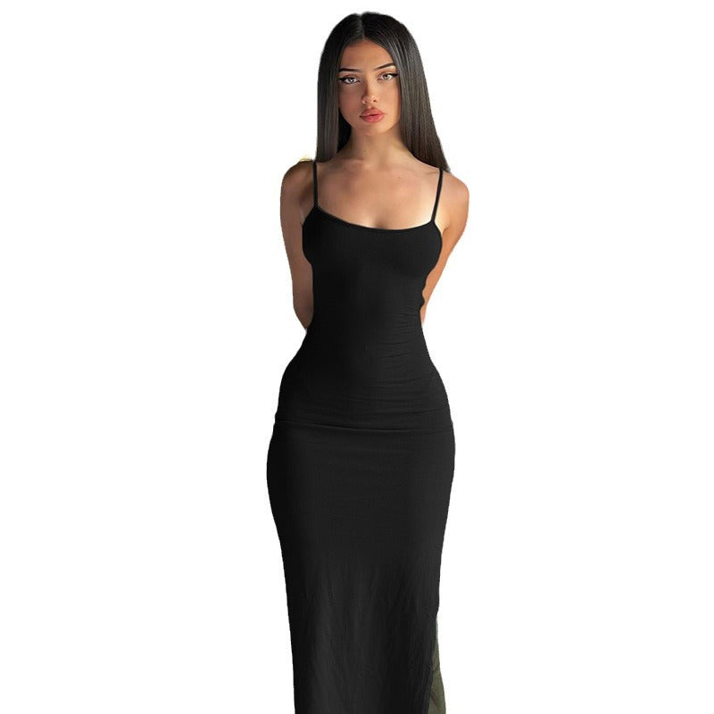 Damen Maxikleid mit feinen Spaghettiträgern und figurbetonter Silhouette R&B