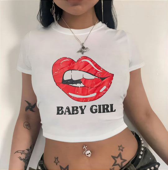 Damen Crop-Top mit innovativem Spinnen-Netz-Design R&B