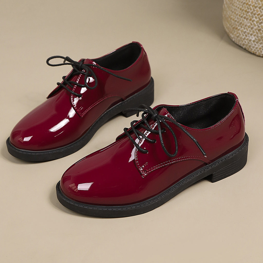 Damen klassische Schnürschuhe mit glänzender Oberfläche R&B