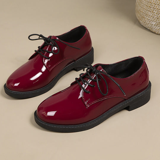Damen klassische Schnürschuhe mit glänzender Oberfläche R&B