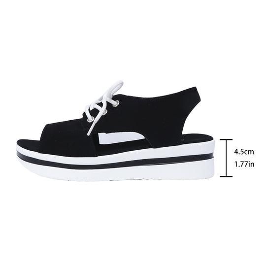 Damen Plateau-Sandalen mit atmungsaktiven Einschnitten und verstellbarem Riemen R&B