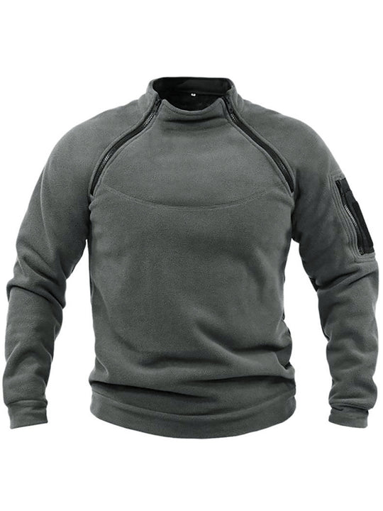 Herren Thermo-Fleecepullover mit hochschließendem Kragen und praktischen Taschen R&B