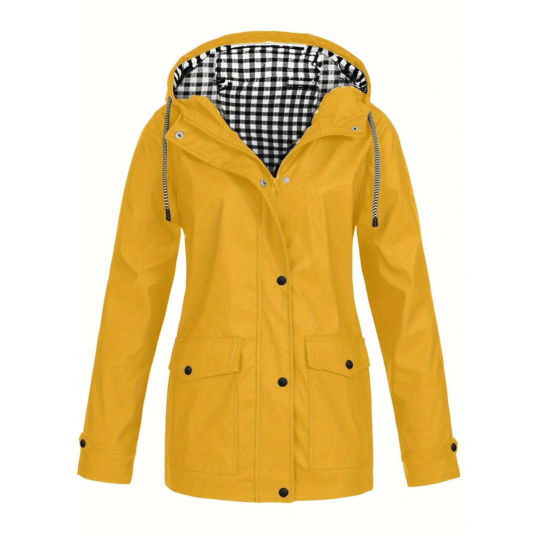 Damen modische Regenjacke mit kontrastierendem Innenfutter und praktischen Taschen R&B