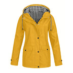 Damen modische Regenjacke mit kontrastierendem Innenfutter und praktischen Taschen R&B