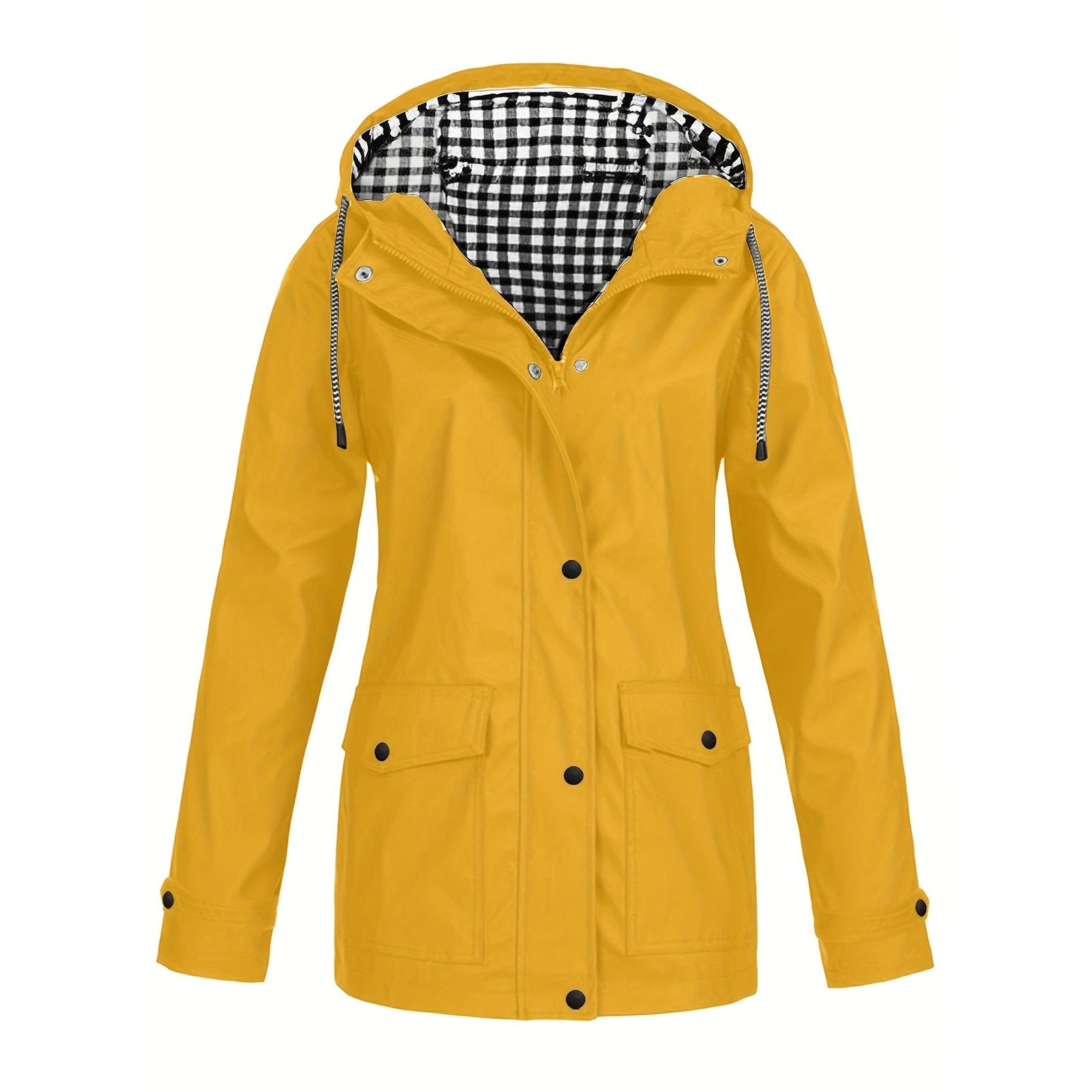 Damen modische Regenjacke mit kontrastierendem Innenfutter und praktischen Taschen R&B