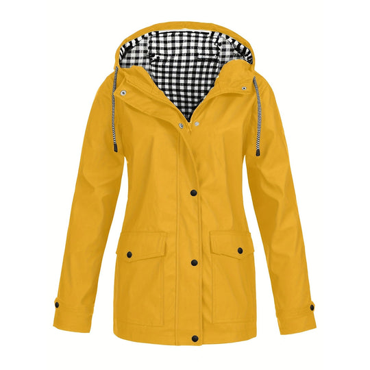 Damen modische Regenjacke mit kontrastierendem Innenfutter und praktischen Taschen R&B
