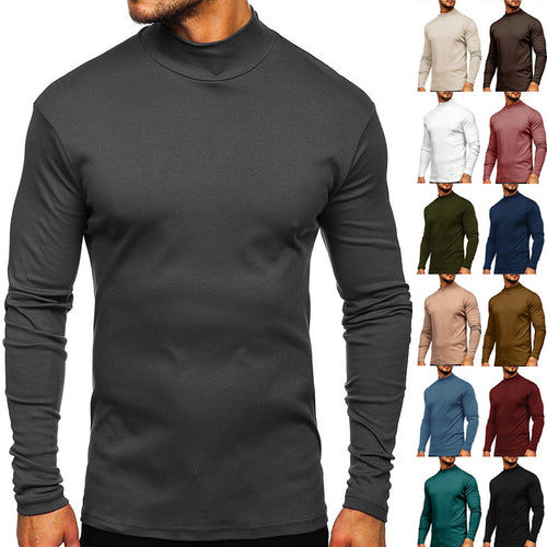 Herren Langarmshirt mit Stehkragen aus hochwertigem Material R&B