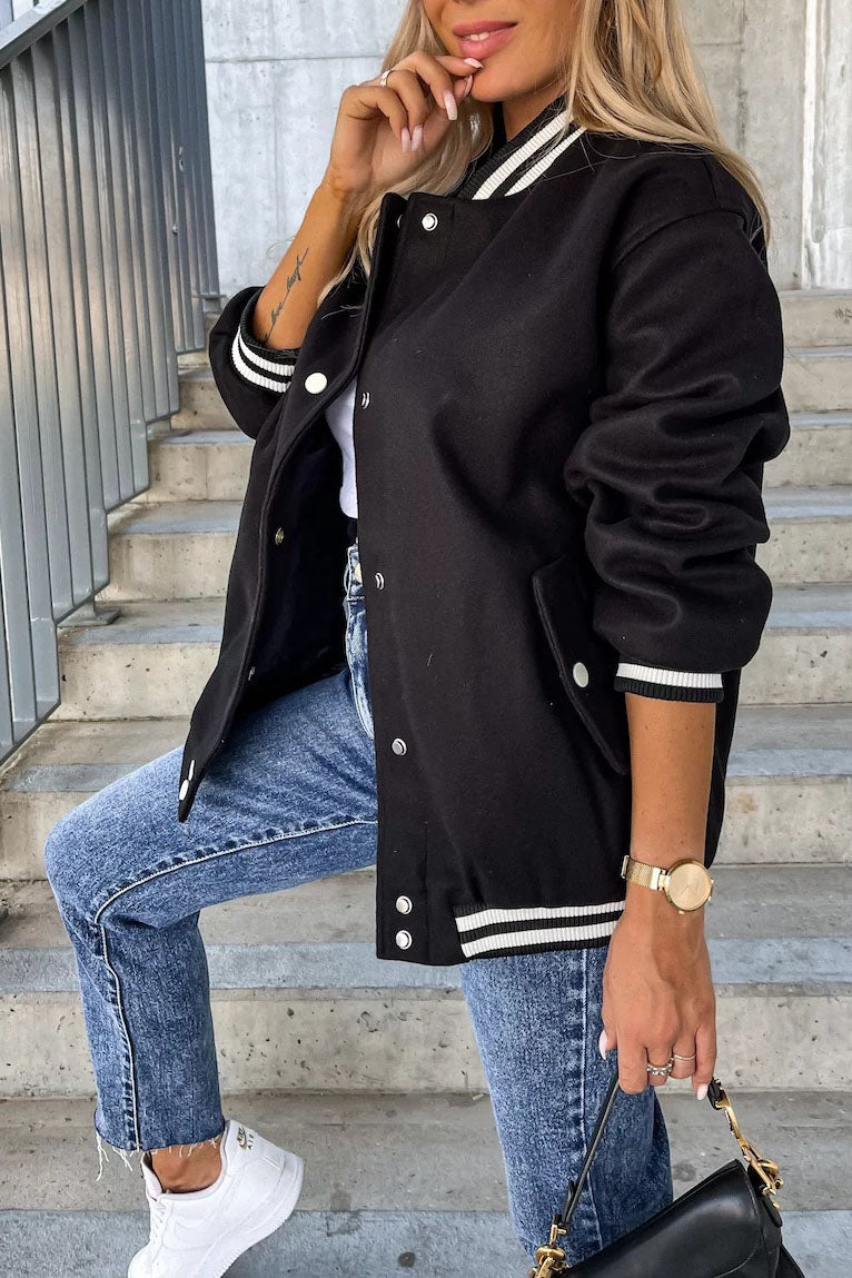 R&B | Taschen Kontrast Baseball Wolljacke