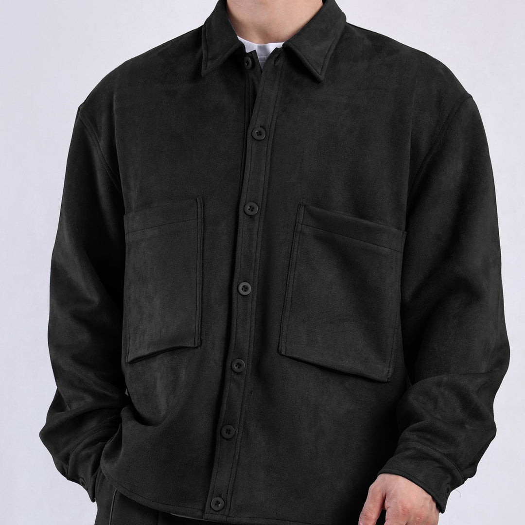 Damen lässige Overlay-Jacke mit praktischen Taschen und modernem Kragen R&B
