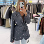 Damen trendiger Blazer mit taillierbarem Gürtel R&B