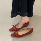 Damen stilvolle Ballerinas mit einzigartigem Schleifenakzent und hochwertiger Wildlederoberfläche R&B