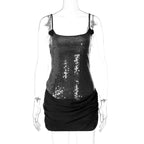 Damen Elegantes Minikleid mit Pailletten und Raffungen R&B