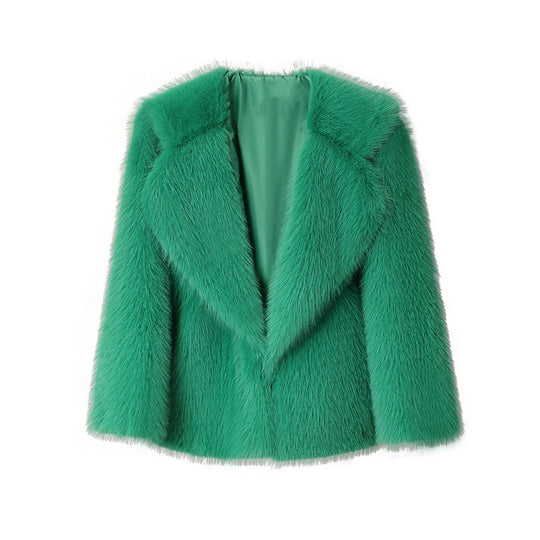 Damen Elegante Kunstpelz-Jacke mit weichem Kragen und modischem Schnitt R&B