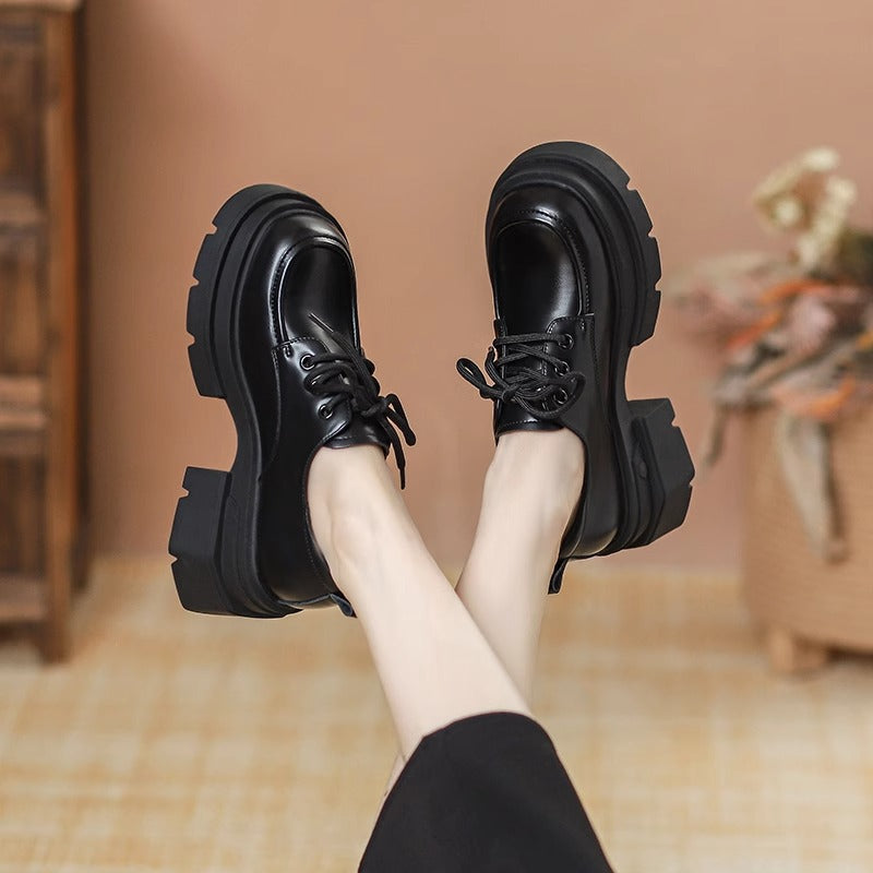 Damen elegante Schnürschuhe mit robustem Plateau und komfortablem Lederoberteil R&B
