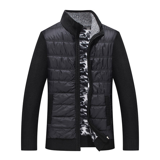 Herren gesteppte Übergangsjacke mit Strickärmeln und hohem Kragen R&B
