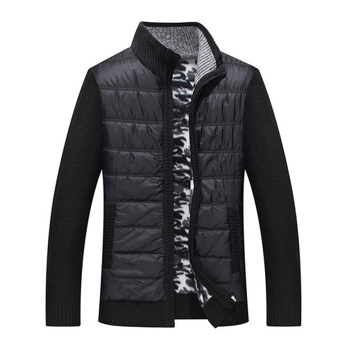 Herren gesteppte Übergangsjacke mit Strickärmeln und hohem Kragen R&B