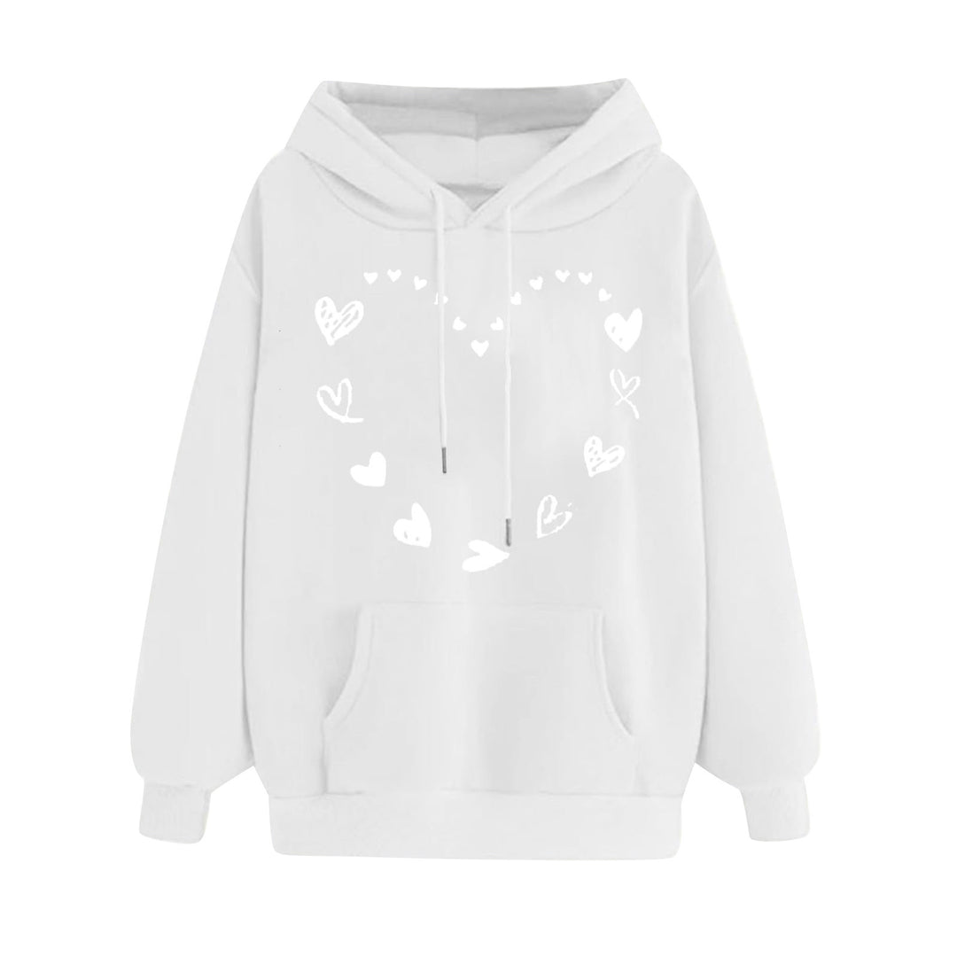 Damen Kapuzensweater mit verspieltem Herzmotiv und bequemer Kängurutasche R&B