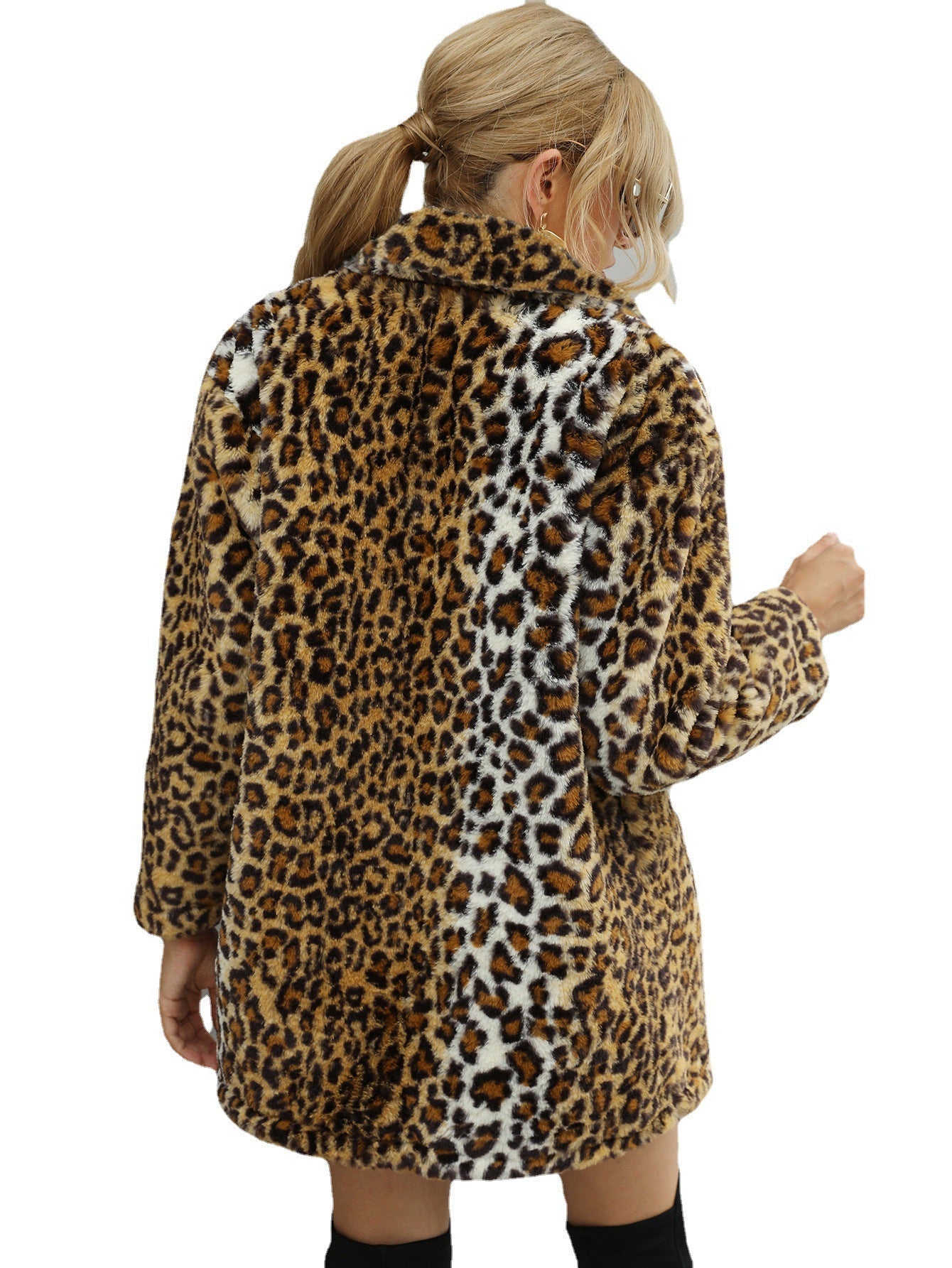 Damen Kunstfelljacke mit luxuriösem Leopardenmuster und modernem Schnitt R&B