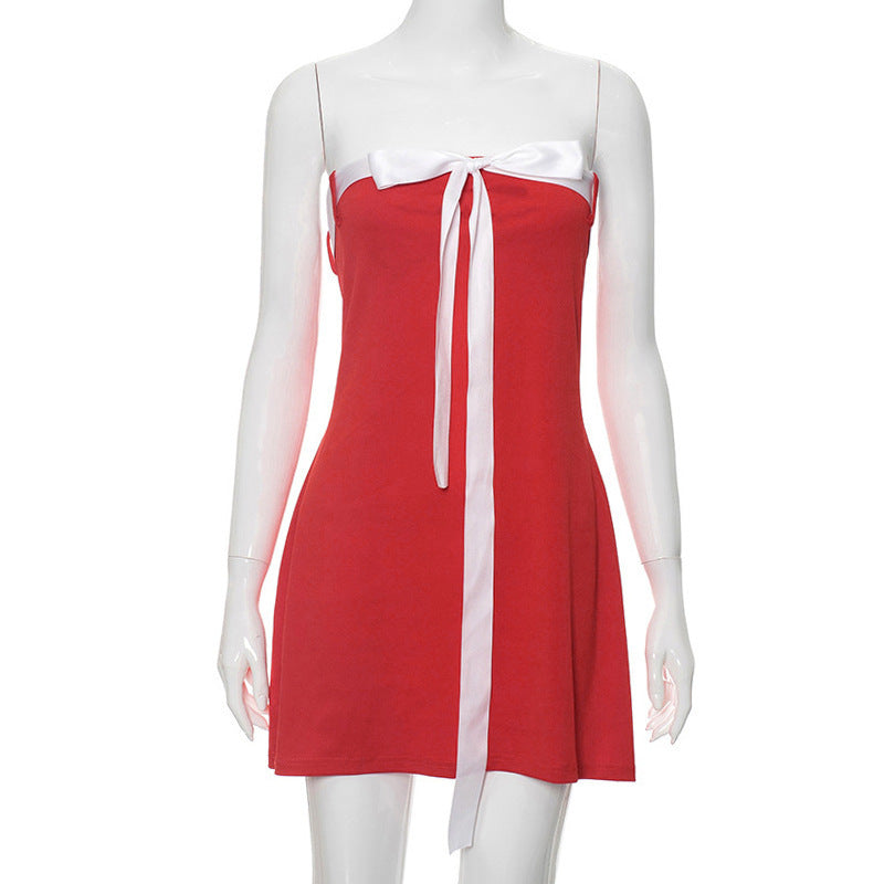 Damen Bandeau-Kleid mit dekorativem Schleifenelement und figurbetontem Schnitt R&B
