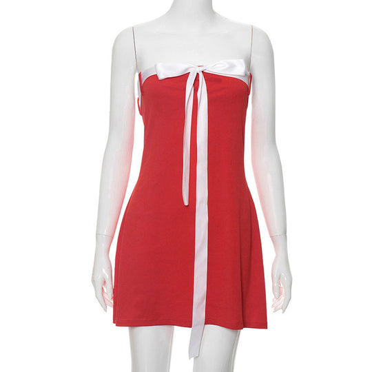 Damen Bandeau-Kleid mit dekorativem Schleifenelement und figurbetontem Schnitt R&B
