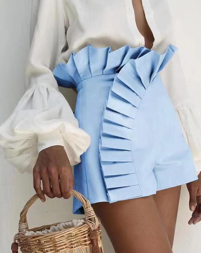 Damen Shorts mit eleganten Rüschendetails und hohem Taillenbund R&B