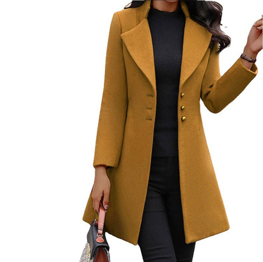 Damen Elegante und moderne Langjacke mit strukturiertem Kragen R&B