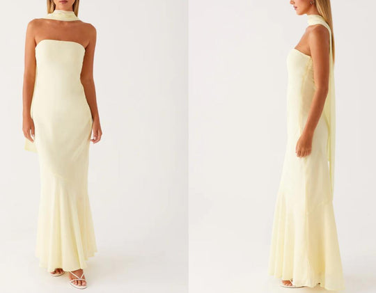 Damen Elegantes Langarm Abendkleid im Blumendesign R&B